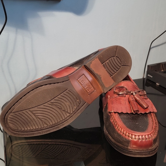 Florsheim 2 Tone Loafers Mens 10 Wide Black Brown Pre-owned - Picture 5 of 7